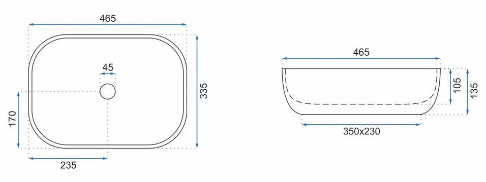 Νιπτήρας Επικαθήμενος Rea Livia Grey Matt - 46.5 x 33.5 cm