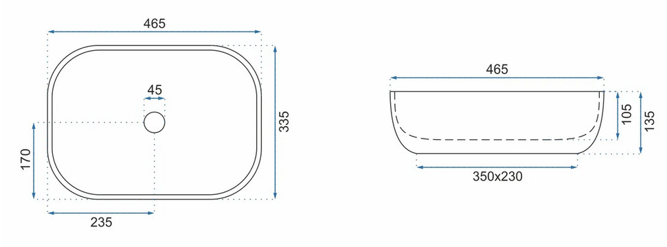 Νιπτήρας Επικαθήμενος Rea Livia Stone Mat - 46.5 x 33.5 cm
