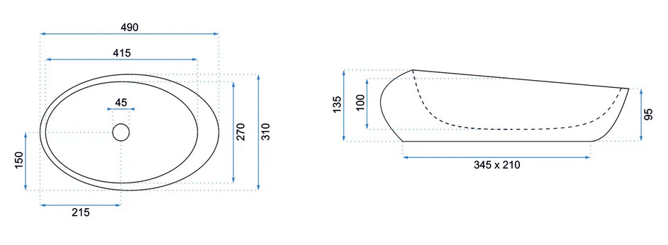 Νιπτήρας Επικαθήμενος Rea Roxy A Stone D.Grey - 49 x 31 cm