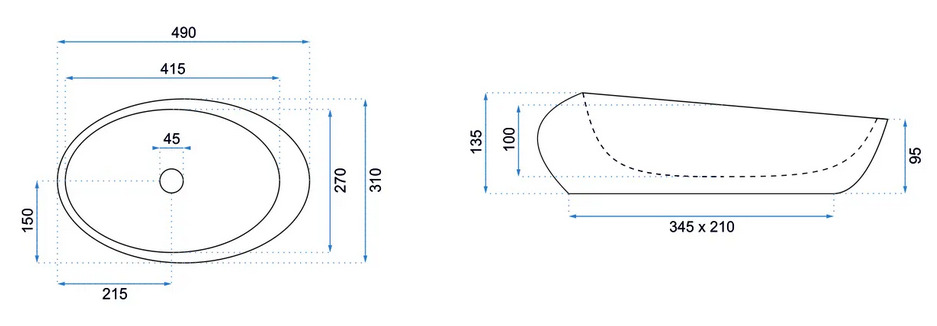 Νιπτήρας Επικαθήμενος Rea Roxy B Stone Nature - 49 x 31 cm