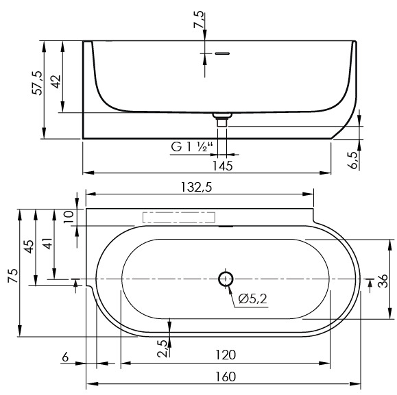 SANYCCES ARC ANGOLO - ΓΩΝΙΑΚΗ ΑΚΡΥΛΙΚΗ ΜΠΑΝΙΕΡΑ 160x75 cm