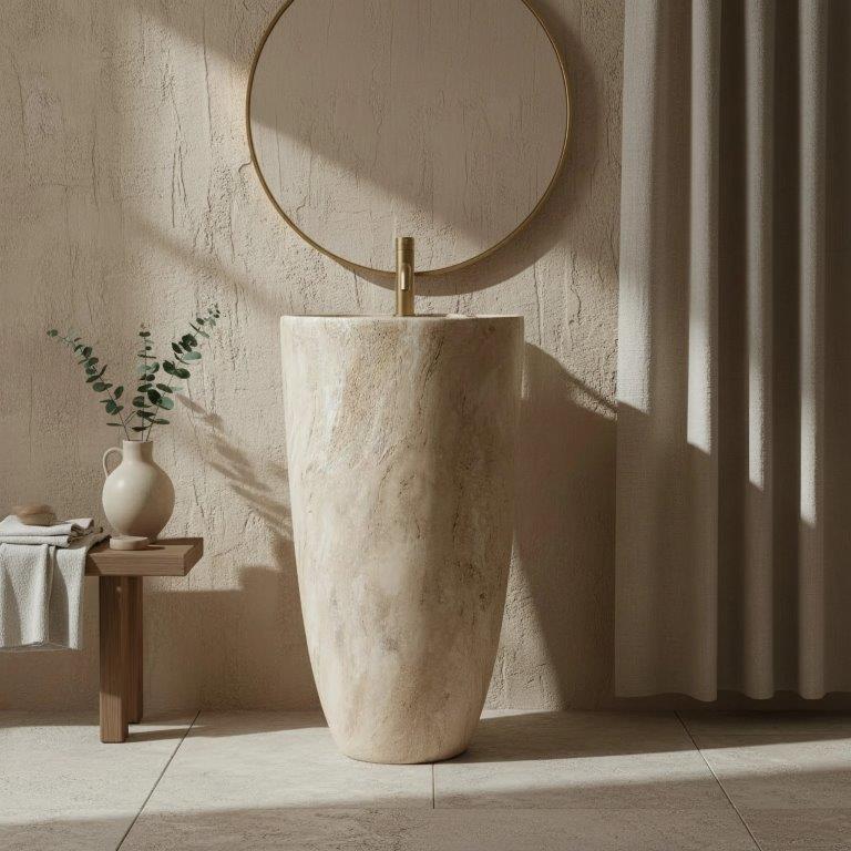 Ανεξάρτητος Επιδαπέδιος Κεραμικός Νιπτήρας Rea Anya Savana Matt - 45 x 45 x 84 cm