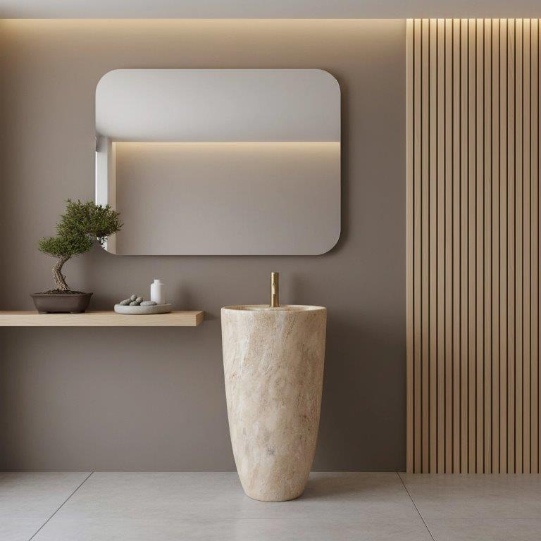 Ανεξάρτητος Επιδαπέδιος Κεραμικός Νιπτήρας Rea Anya Savana Matt - 45 x 45 x 84 cm