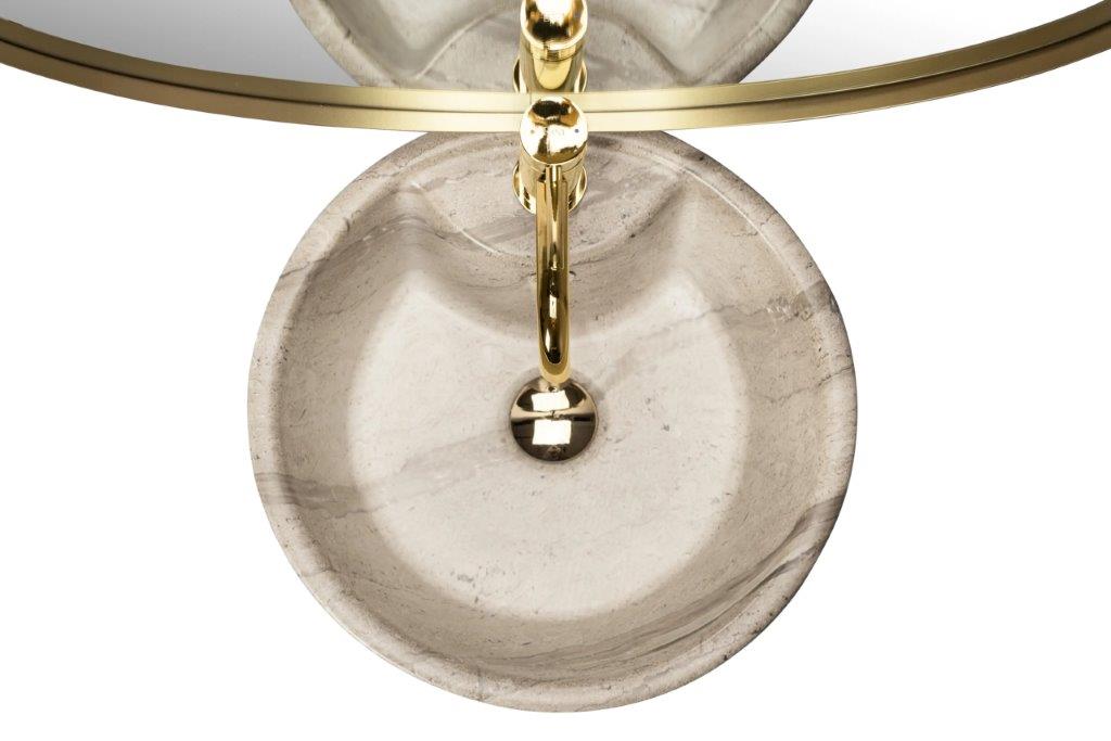 Ανεξάρτητος Επιδαπέδιος Κεραμικός Νιπτήρας Rea Blanka Natural Marble Matt - 40 x 40 x 85 cm