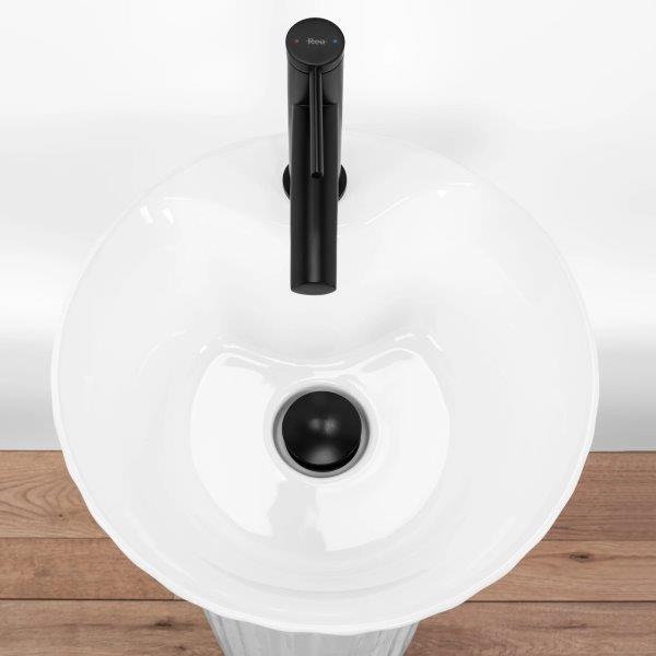 Ανεξάρτητος Επιδαπέδιος Κεραμικός Νιπτήρας Rea Hope White Gloss - 40 x 40 x 84 cm