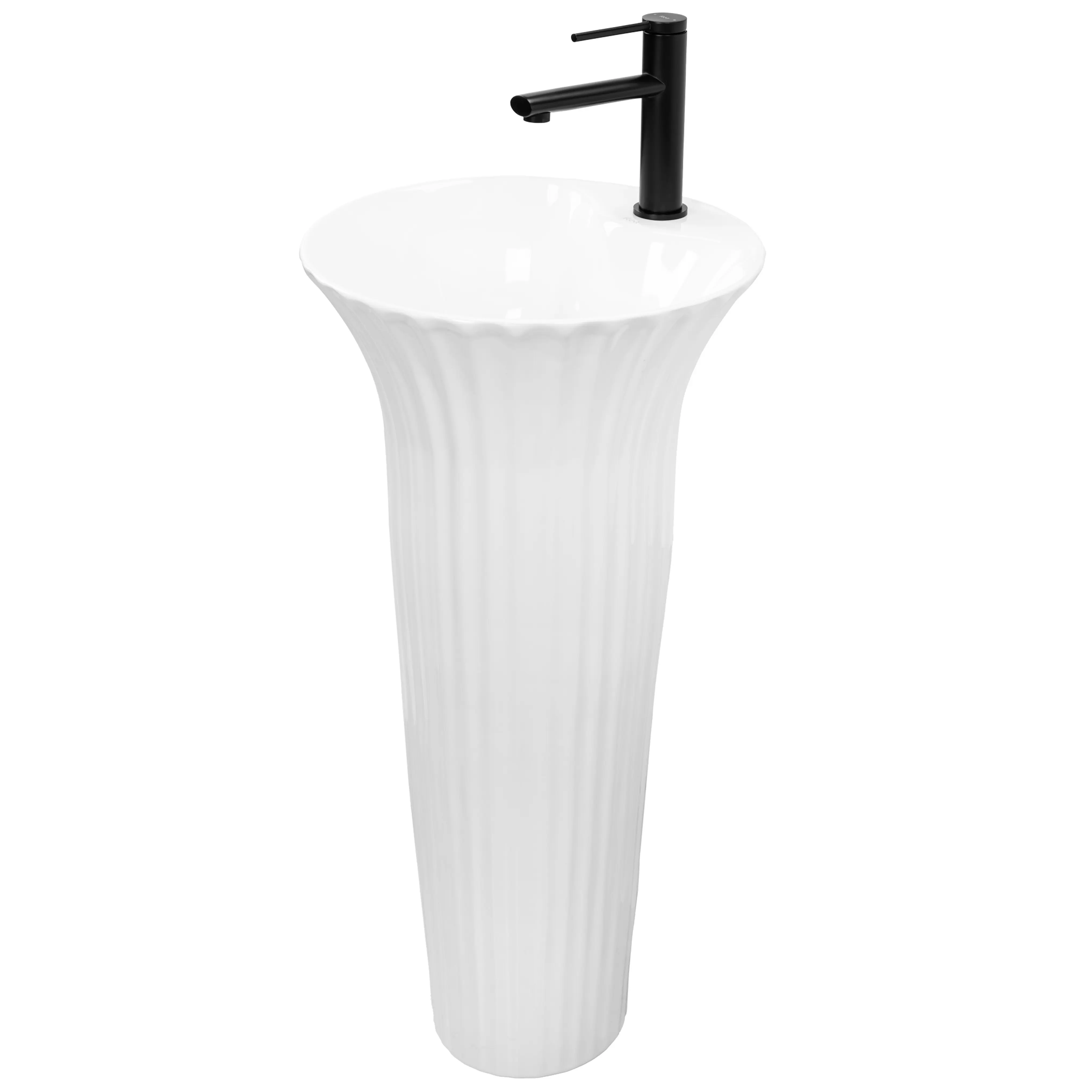 Ανεξάρτητος Επιδαπέδιος Κεραμικός Νιπτήρας Rea Hope White Gloss - 40 x 40 x 84 cm