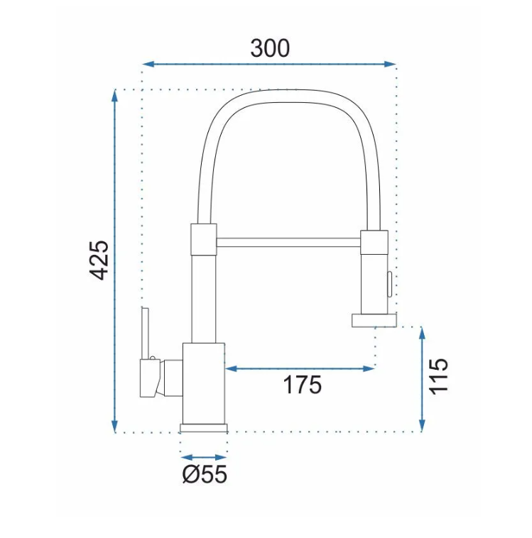 Μπαταρία Κουζίνας με Αποσπώμενο Ντους Rea Colin Brushed Nickel / Inox