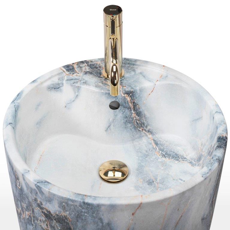 Ανεξάρτητος Επιδαπέδιος Κεραμικός Νιπτήρας Rea Anya Granite Matt - 45 x 45 x 84 cm