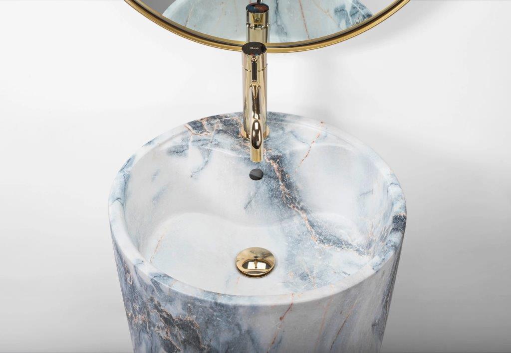 Ανεξάρτητος Επιδαπέδιος Κεραμικός Νιπτήρας Rea Anya Granite Matt - 45 x 45 x 84 cm