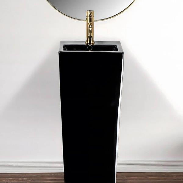 Ανεξάρτητος Επιδαπέδιος Κεραμικός Νιπτήρας Rea Kamila Black - 33 x 33 x 82 cm