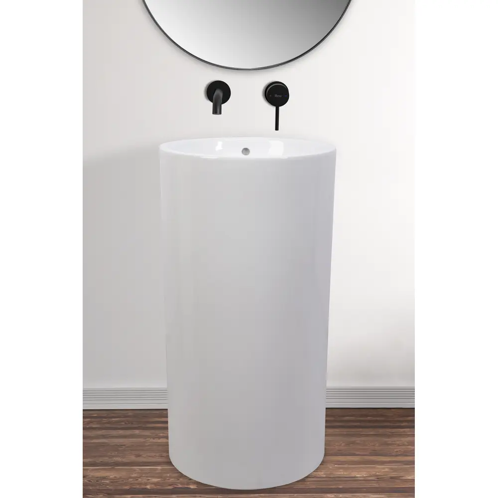 Ανεξάρτητος Επιδαπέδιος Κεραμικός Νιπτήρας Rea Estera White Gloss - 46 x 46 x 85 cm