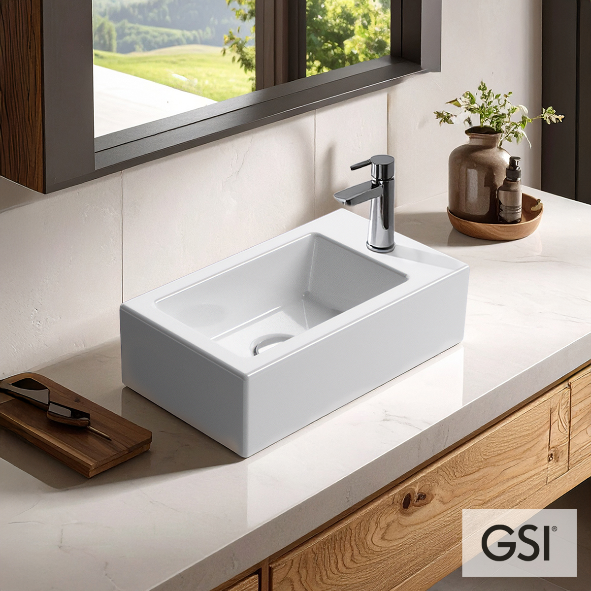 Νιπτήρας Πορσελάνης Kube 40x23 (1οπή) GSI WHITE