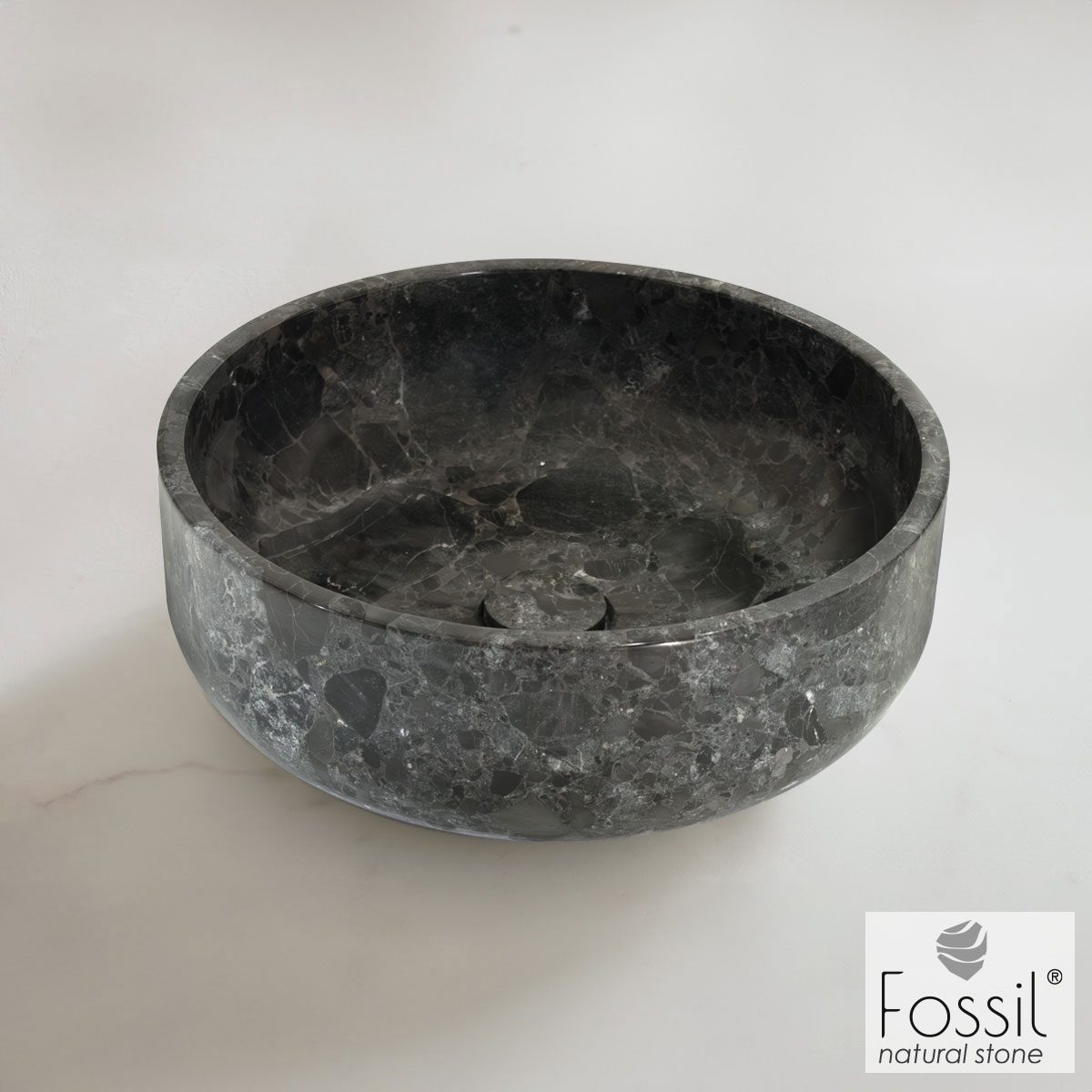 ΝΙΠΤΗΡΑΣ ΜΑΡΜΑΡΙΝΟΣ THALO Φ39 H.14 FOSSIL BRECCIA GREY
