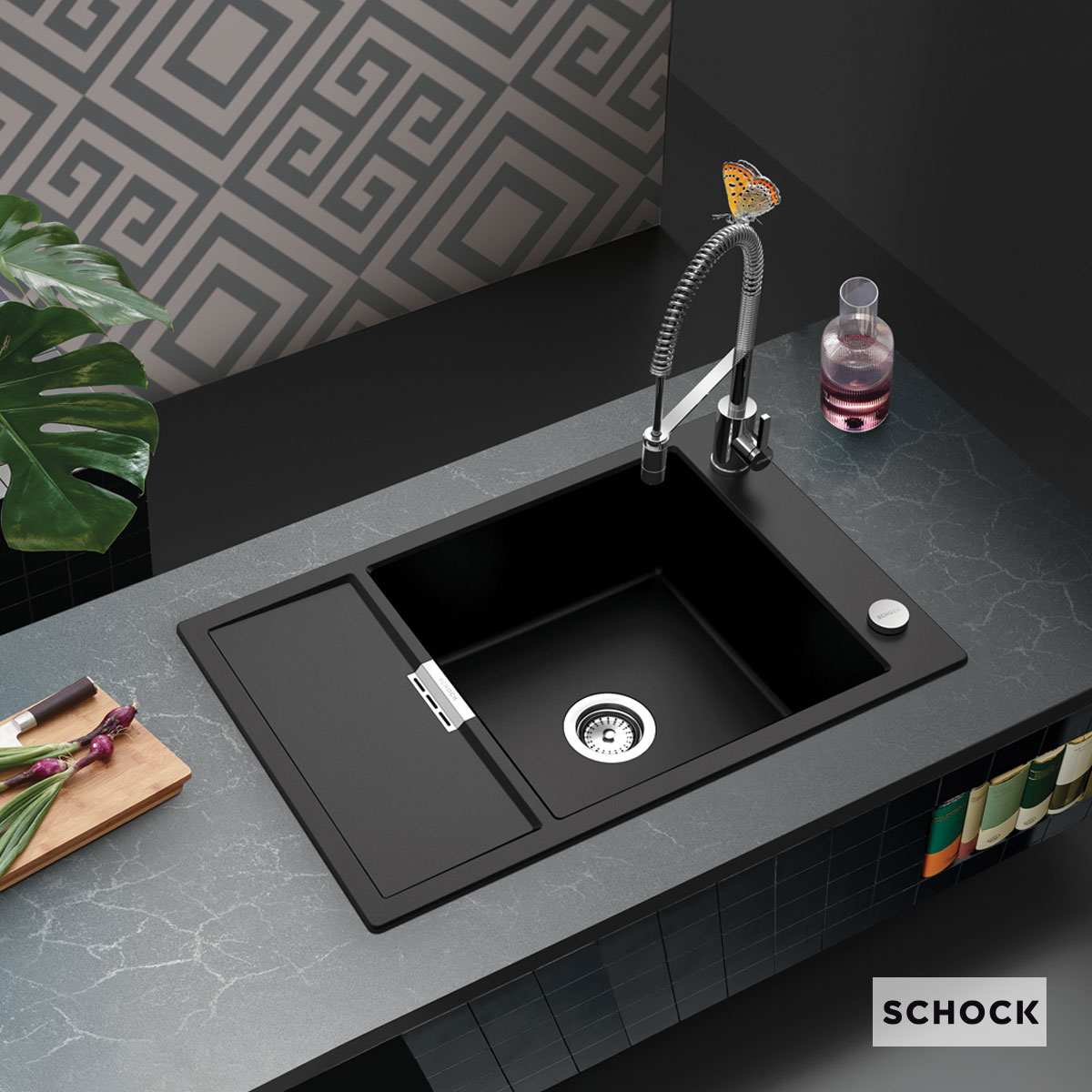 Νεροχύτης Κουζίνας Γρανίτη Mono 78x51 Schock Cristadur Puro Granite