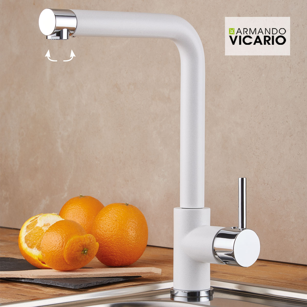 Μπαταρία Νεροχύτη Κουζίνας Fluo SuperWhite Granite