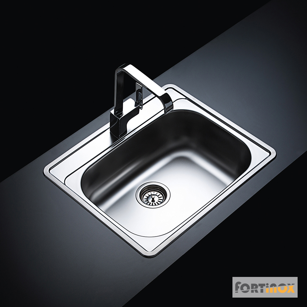 Νεροχύτης Κουζίνας Ανοξείδωτος Valley 60x50 με 1 Οπή, Fortinox Inox Λείο