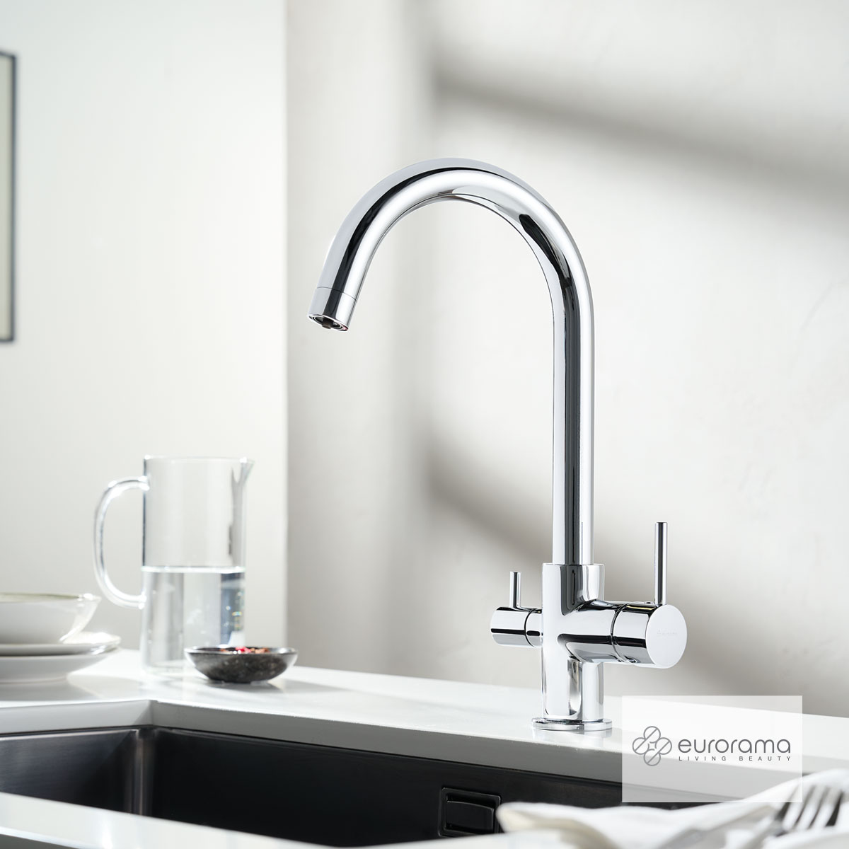 Μπαταρία Νεροχύτη Κουζίνας Filter-tap για φίλτρο πόσιμου νερού αντίστροφης όσμωσης Eurorama Chrome