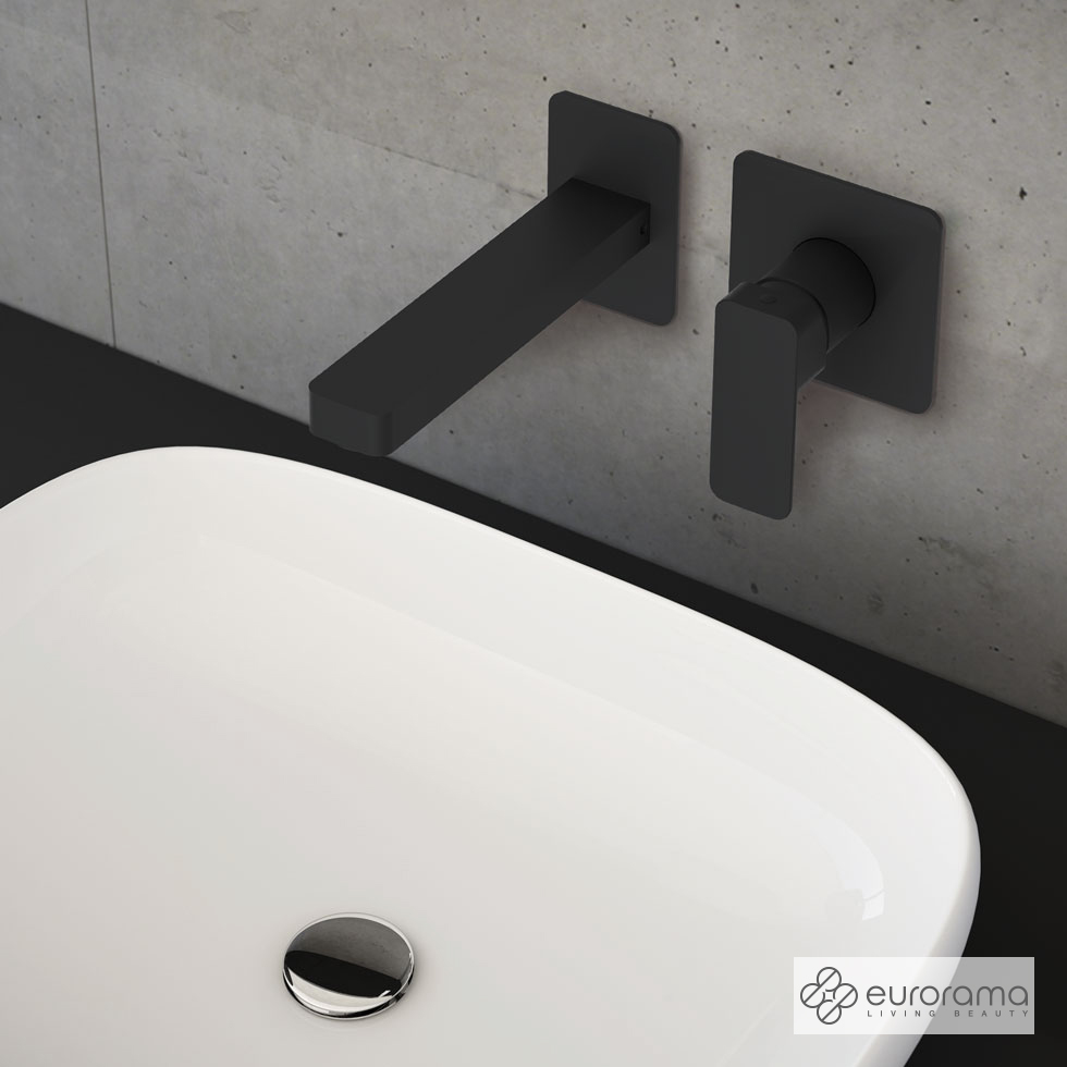 Μπαταρία Νιπτήρα Τοίχου Quadra Eurorama Black Μatt