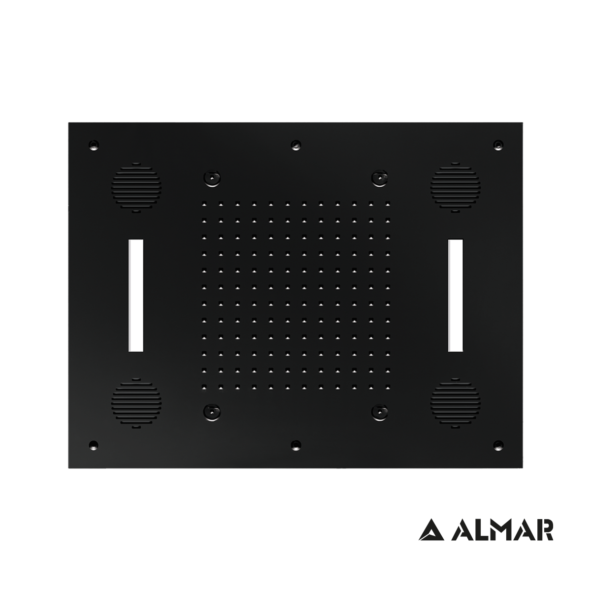 Κεφαλή Ντουζ Εντοιχισμού Οροφής 63x48 με Σύνδεση Bluetooth και Χρωματοθεραπεία, Almar Black Matt