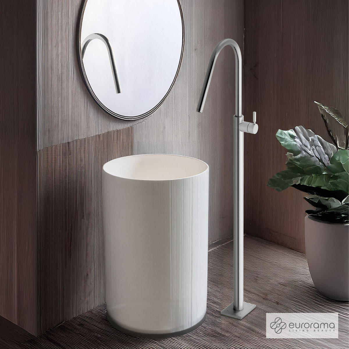 Μπαταρία Νιπτήρα Επιδαπέδια h.124,5εκ. Eurorama Inox