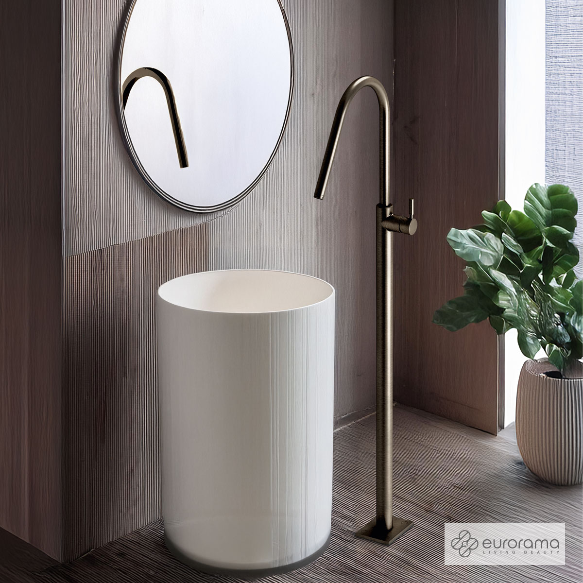 Μπαταρία Νιπτήρα Επιδαπέδια h.124,5εκ. Eurorama Black Brushed