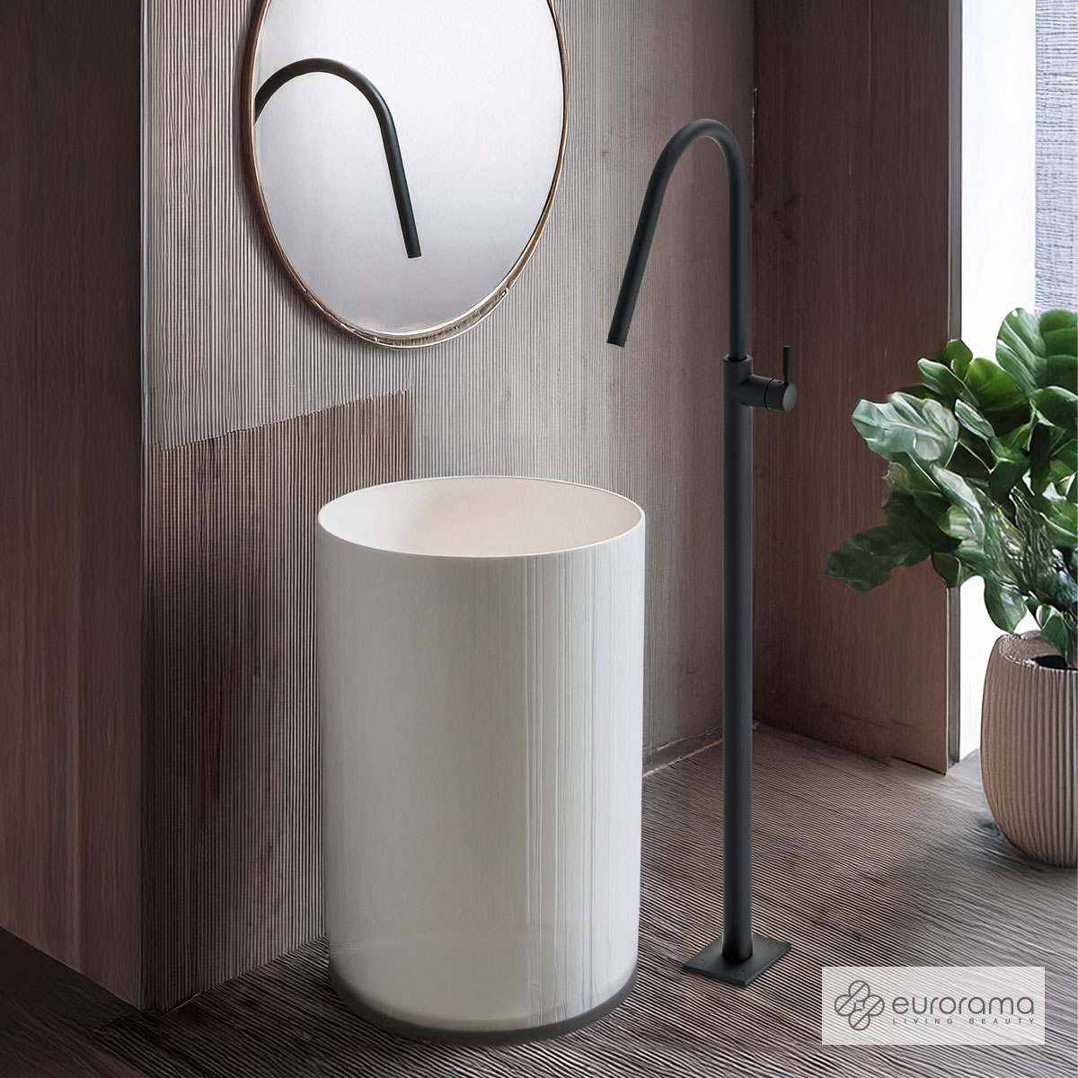 Μπαταρία Νιπτήρα Επιδαπέδια h.124,5εκ. Eurorama Black Matt