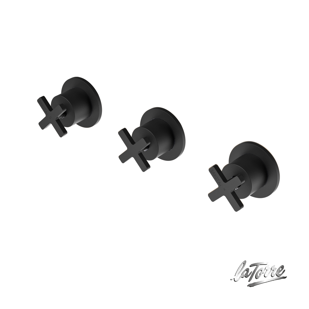 Βαλβίδες Ζεστό-Κρύο με εκτροπέα 3 εξόδων, La Torre Elle Cross Black Matt
