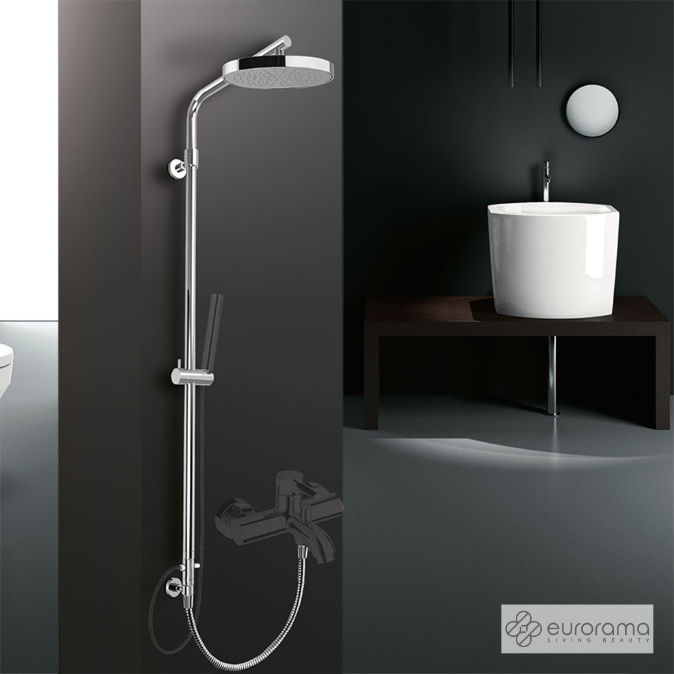 Σταθερή Κολώνα Ντους (Μη ρυθμιζόμενη στο ύψος) με κεφαλή Φ20 για σύνδεση μεΜπαταρία Λουτρού, Chrome