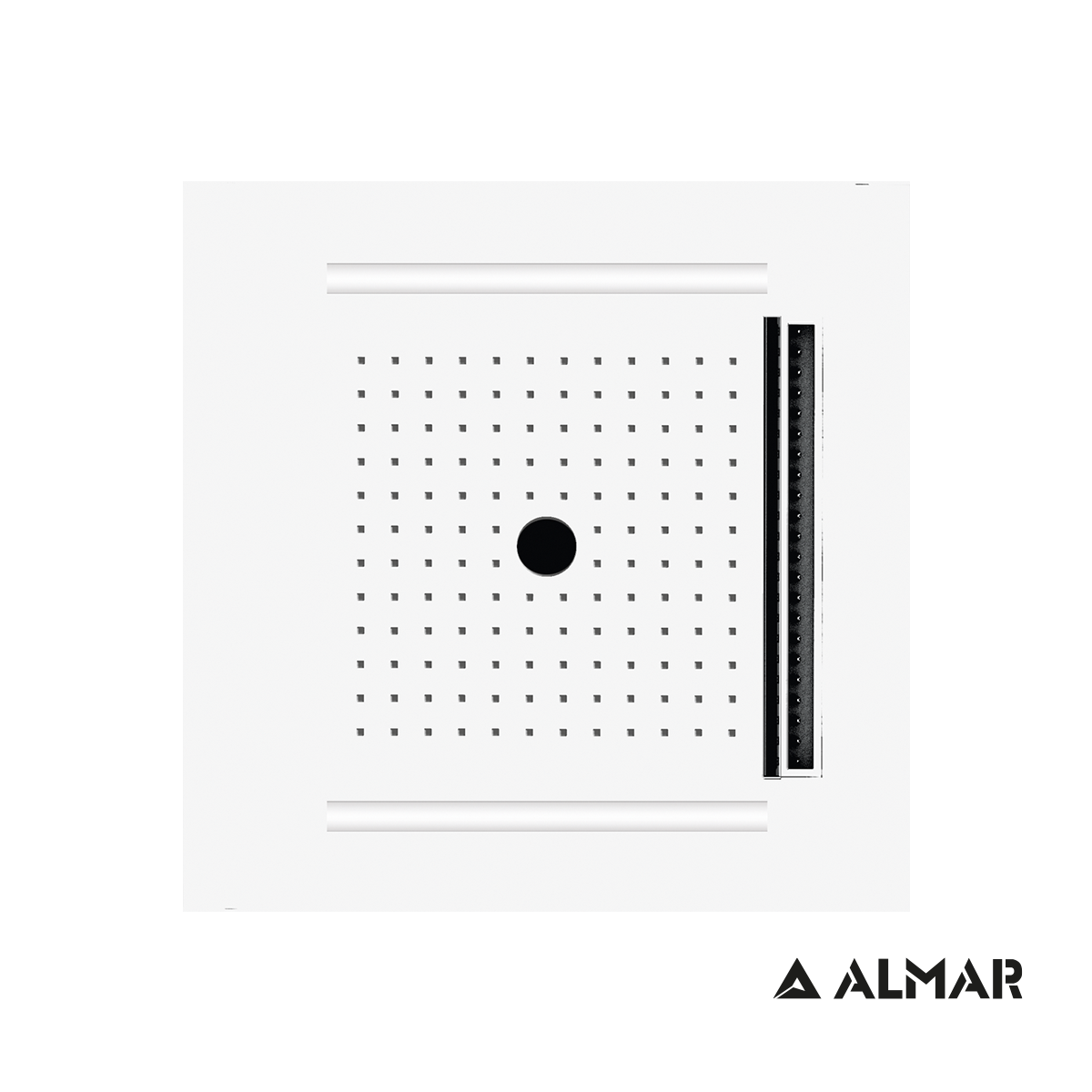 Κεφαλή Ντουζ Εντοιχισμού Οροφής Temotion με Χρωματοθεραπεία 50x50, Almar White Matt