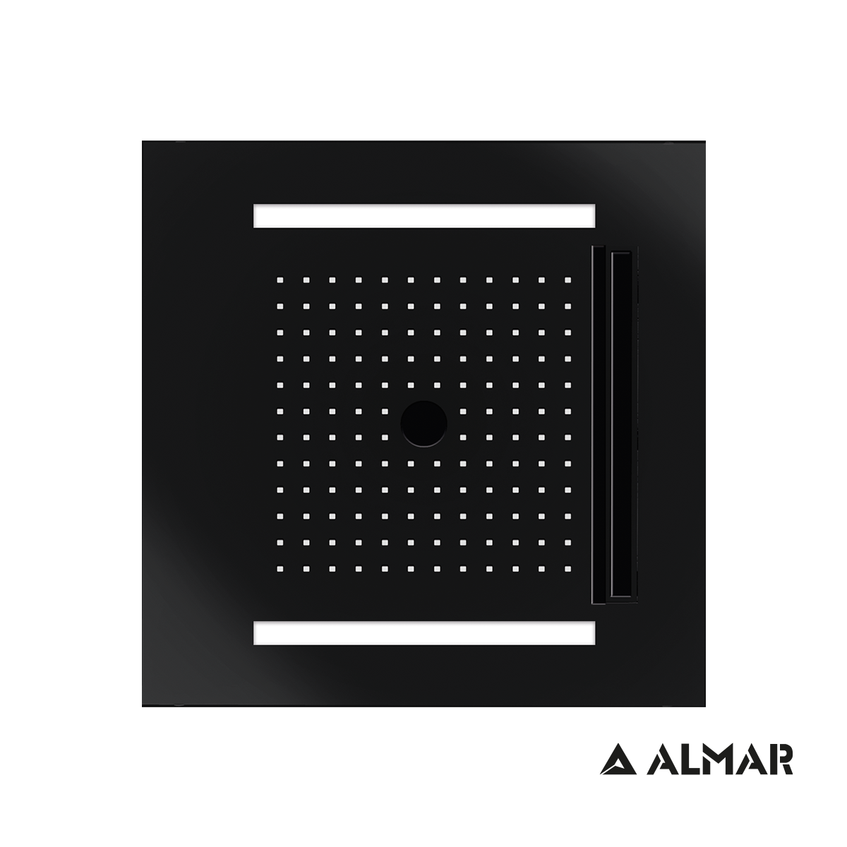 Κεφαλή Ντουζ Εντοιχισμού Οροφής Temotion με Χρωματοθεραπεία 50x50, Almar Βlack Matt