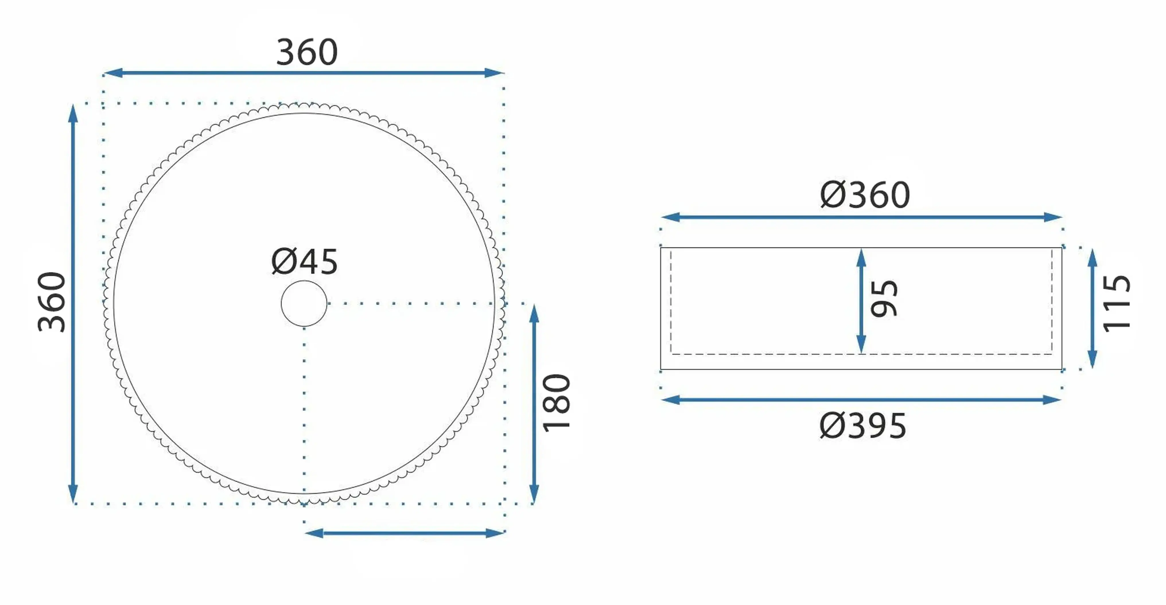 Νιπτήρας Γυάλινος Rea Ingrid 36 Transparent 36 x 36 x 12 εκ. Διάφανος Γυαλιστερός