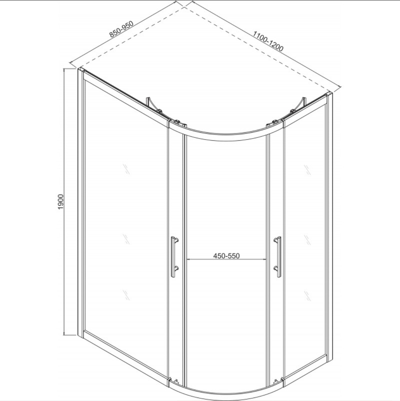Καμπίνα Ντους Ημικυκλική Interceramic ICL 787 WHITE 85-95x110-120x200cm