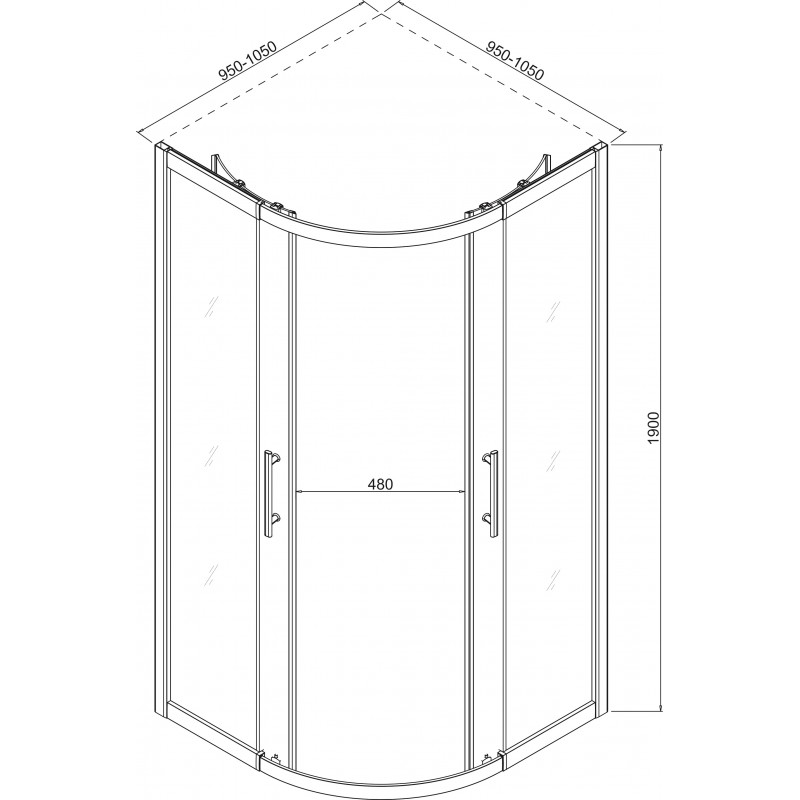 Καμπίνα Ντους Ημικυκλική Interceramic ICL 788 WHITE 95-105x200cm