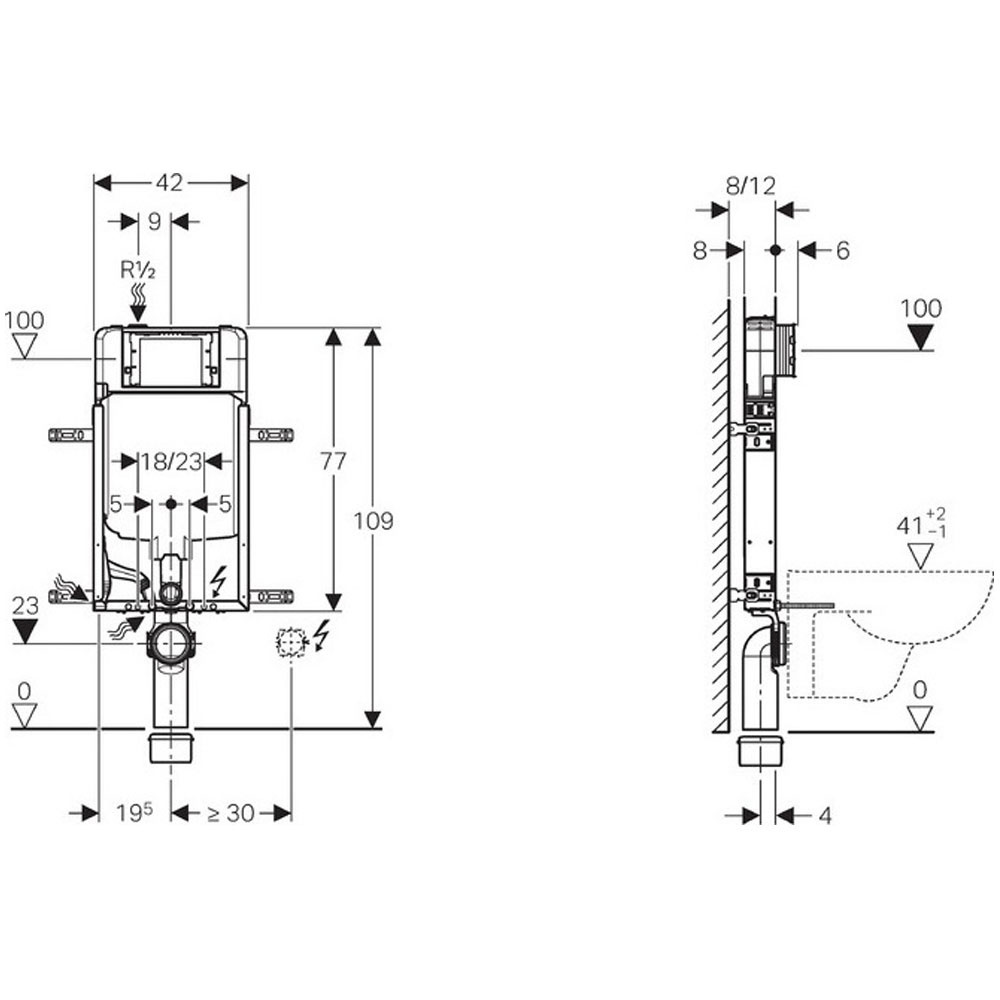 GEBERIT SIGMA 110.794.00.1 - ΚΑΖΑΝΑΚΙ ΕΝΤΟΙΧΙΣΜΕΝΟ ΓΙΑ ΚΡΕΜΑΣΤΗ ΛΕΚΑΝΗ (ΜΟΝΟ ΤΟΥΒΛΟ)