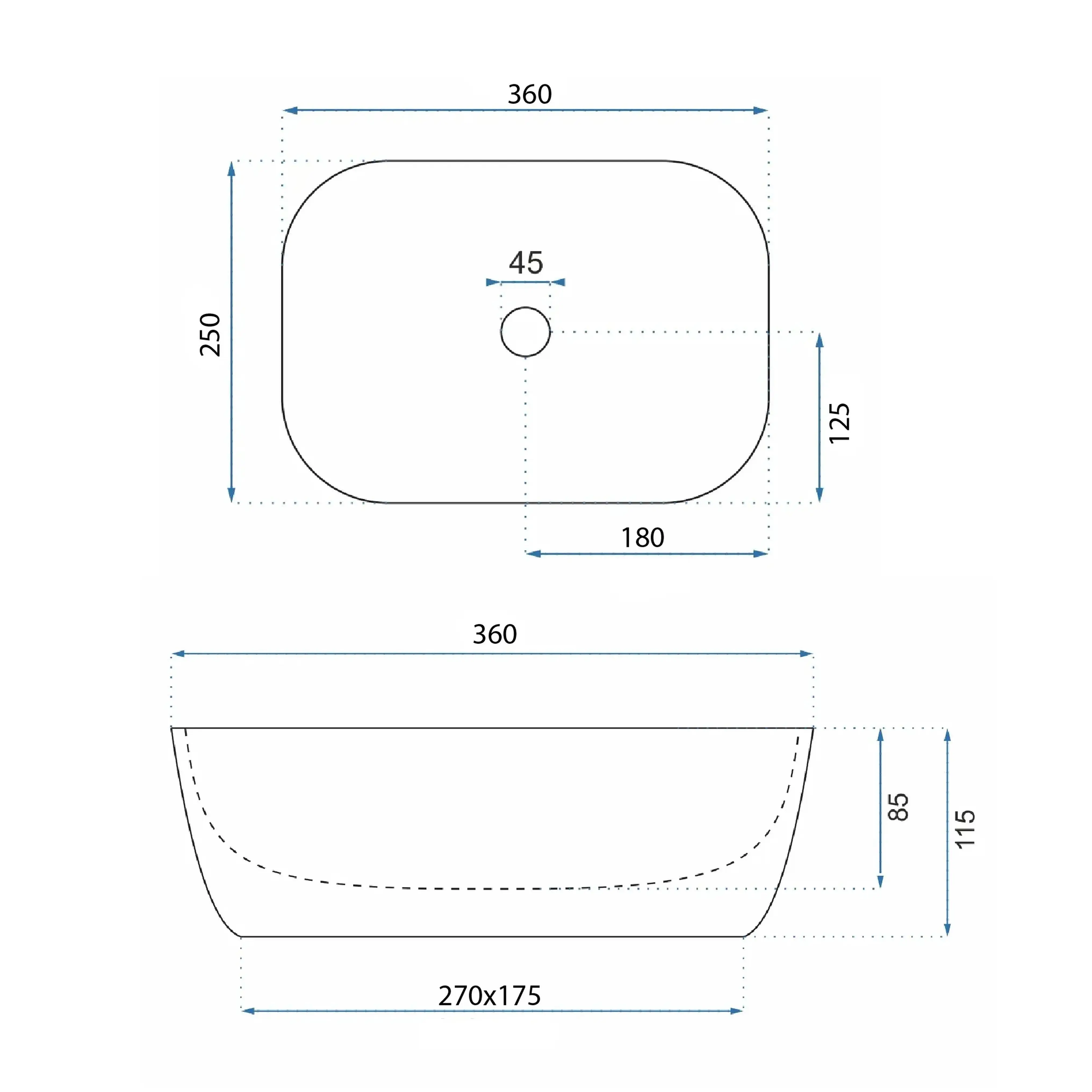 Επιτραπέζιος Μίνι Νιπτήρας Rea Belinda White Matt - 36 x 25.5 cm