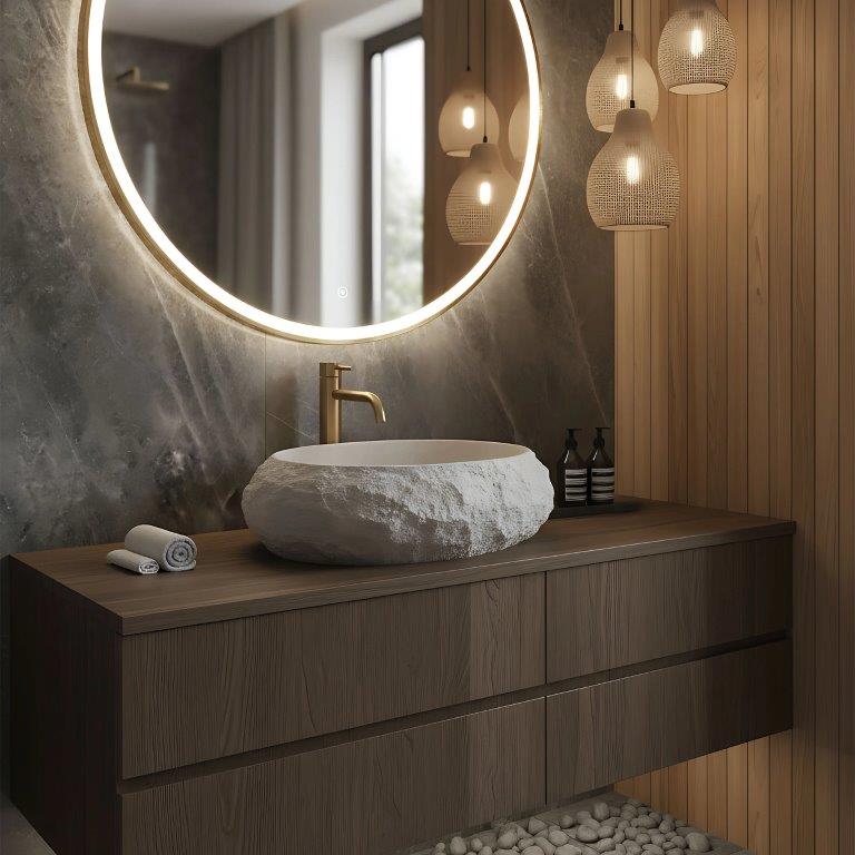 Νιπτήρας Artificial Stone Rea Mika Beige 50 x 38 x 15 εκ. Μπεζ Ματ