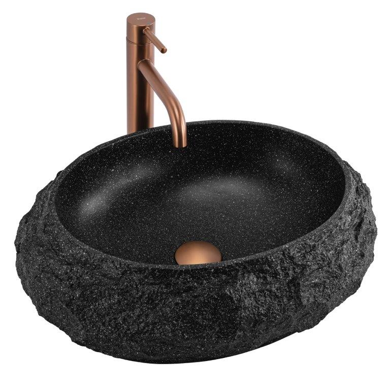 Νιπτήρας Artificial Stone Rea Mika Black 50 x 38 x 15 εκ. Μαύρος Ματ