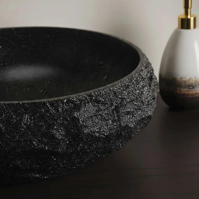 Νιπτήρας Artificial Stone Rea Mika Black 50 x 38 x 15 εκ. Μαύρος Ματ