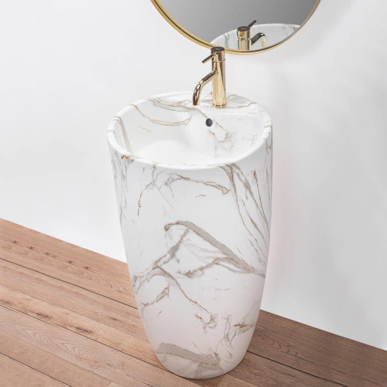 Ανεξάρτητος Επιδαπέδιος Κεραμικός Νιπτήρας Rea Anya Lava Matt - 45 x 45 x 85 cm