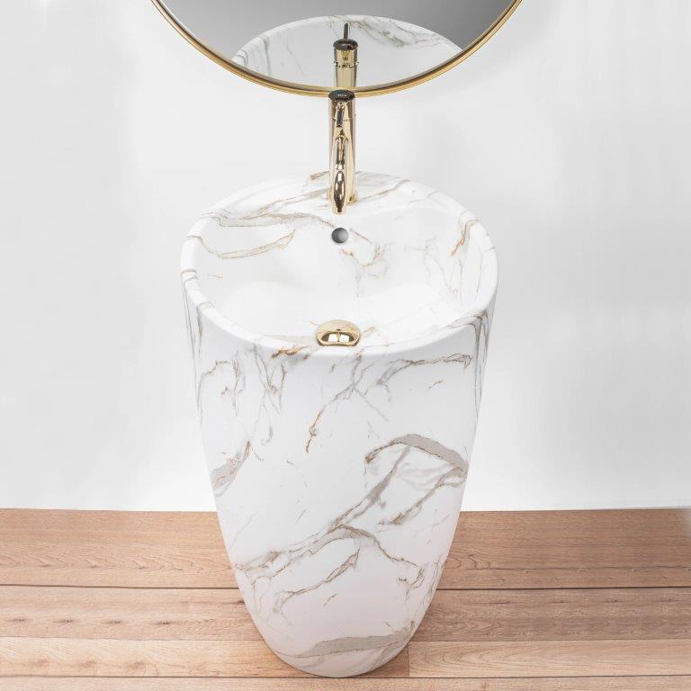 Ανεξάρτητος Επιδαπέδιος Κεραμικός Νιπτήρας Rea Anya Lava Matt - 45 x 45 x 85 cm