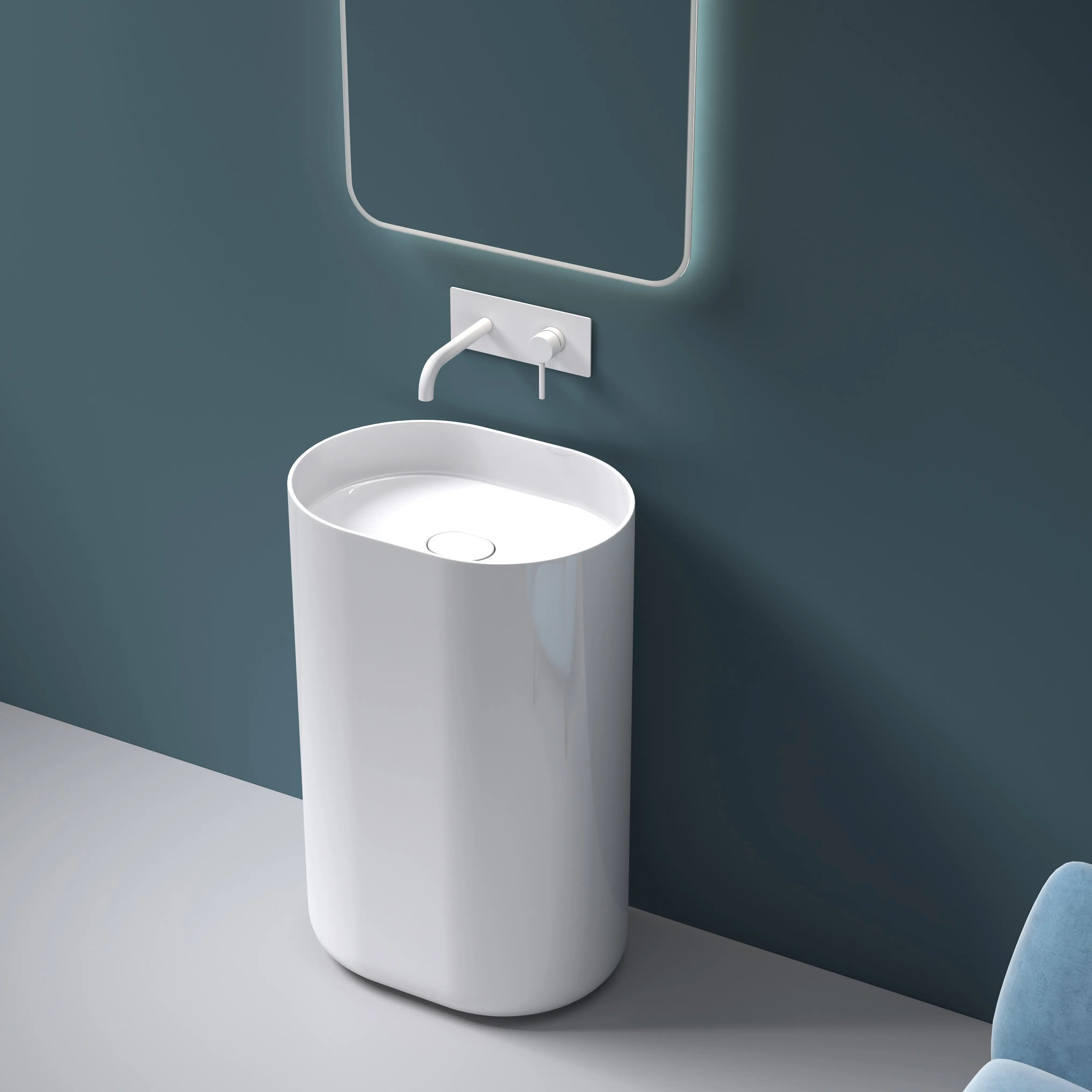 Ανεξάρτητος Επιδαπέδιος Νιπτήρας Rea Dolce Conglomerate - 52 x 38.5 x 85 cm