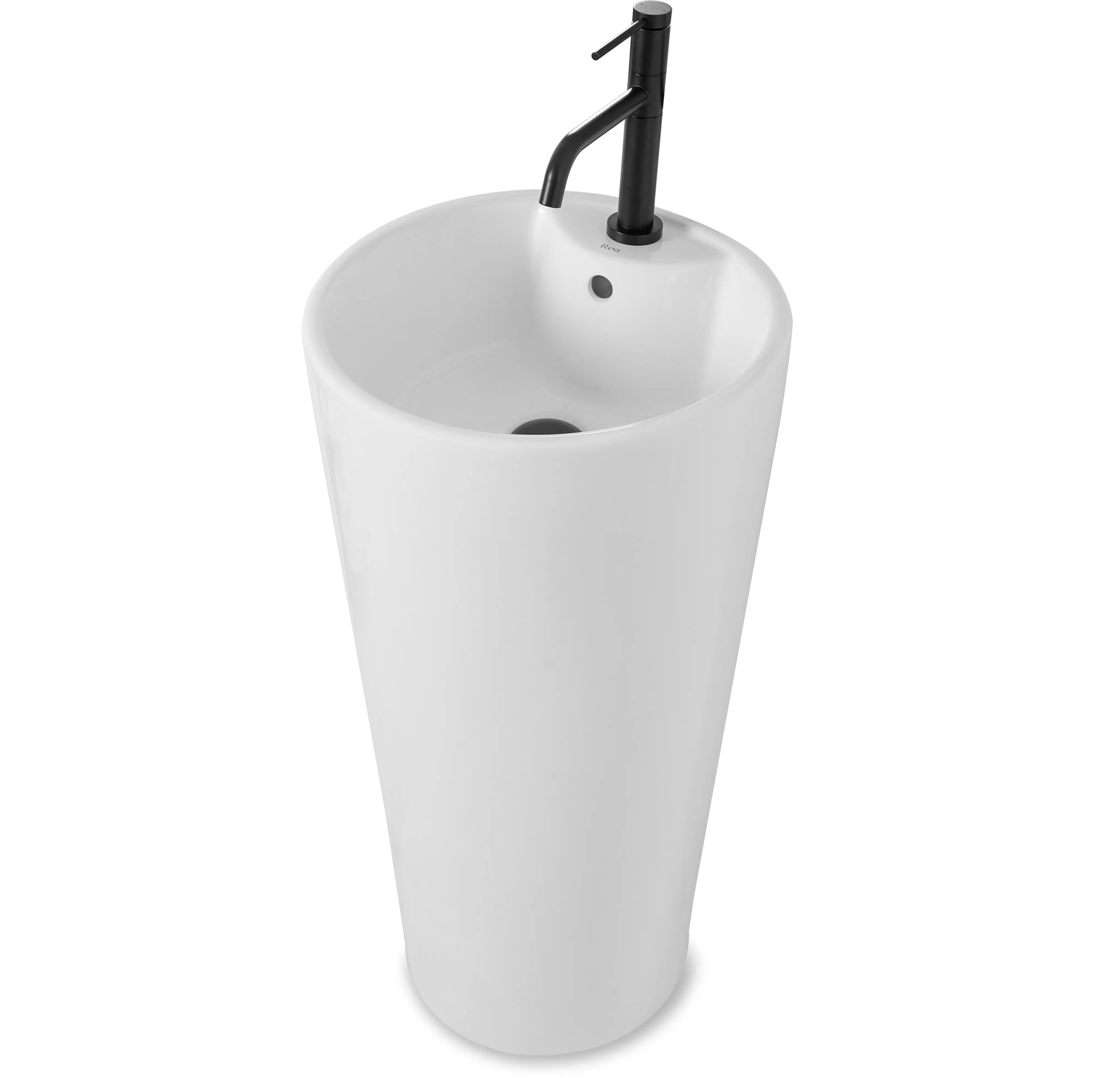 Ανεξάρτητος Επιδαπέδιος Κεραμικός Νιπτήρας Rea Blanka White Gloss - 40 x 40 x 85 cm