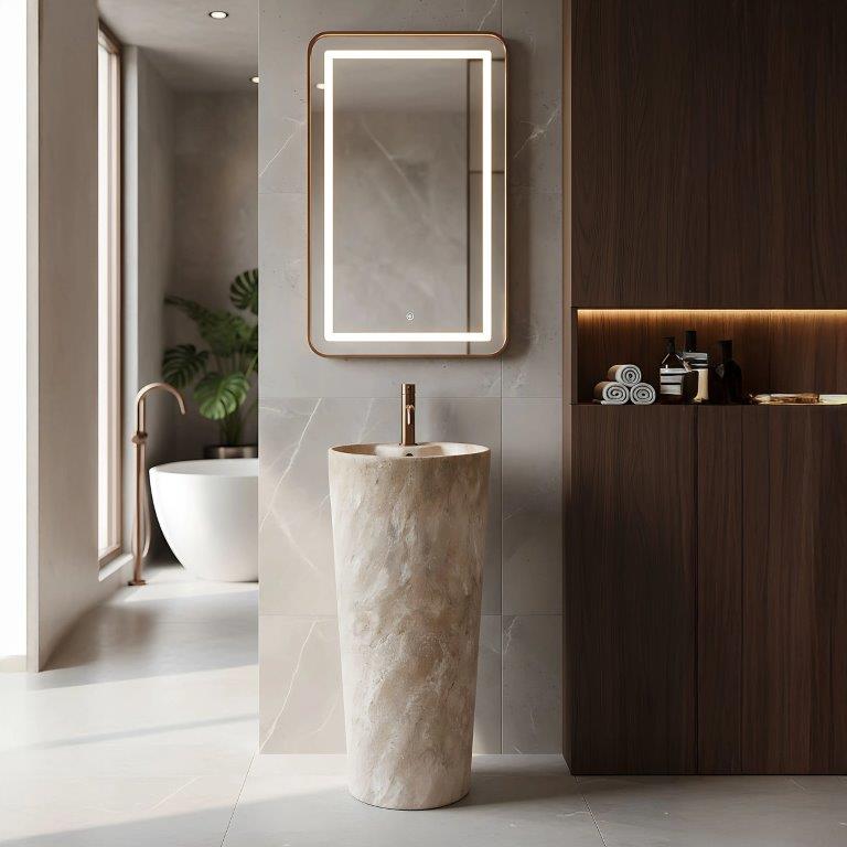 Ανεξάρτητος Επιδαπέδιος Κεραμικός Νιπτήρας Rea Blanka Savana Matt - 40 x 40 x 85 cm