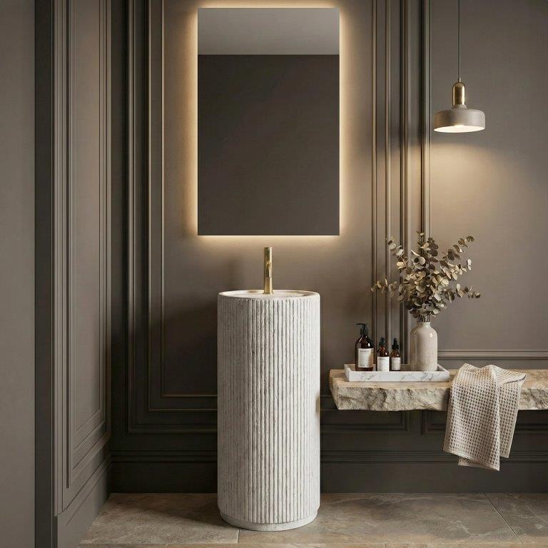 Ανεξάρτητος Επιδαπέδιος Νιπτήρας Rea Margarita Artificial Stone - 39 x 39 x 85 cm