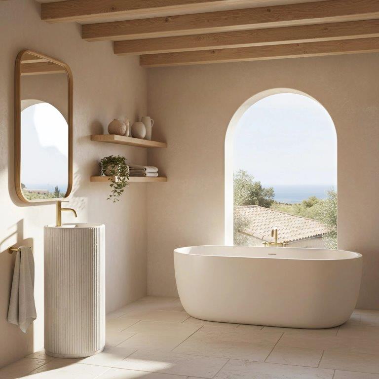 Ανεξάρτητος Επιδαπέδιος Νιπτήρας Rea Margarita Artificial Stone - 39 x 39 x 85 cm