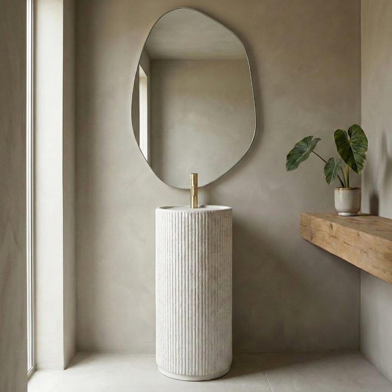 Ανεξάρτητος Επιδαπέδιος Νιπτήρας Rea Margarita Artificial Stone - 39 x 39 x 85 cm