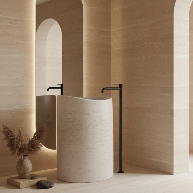 Ανεξάρτητος Επιδαπέδιος Νιπτήρας Rea Merlo Artificial Stone - 55 x 34 x 85.5 cm