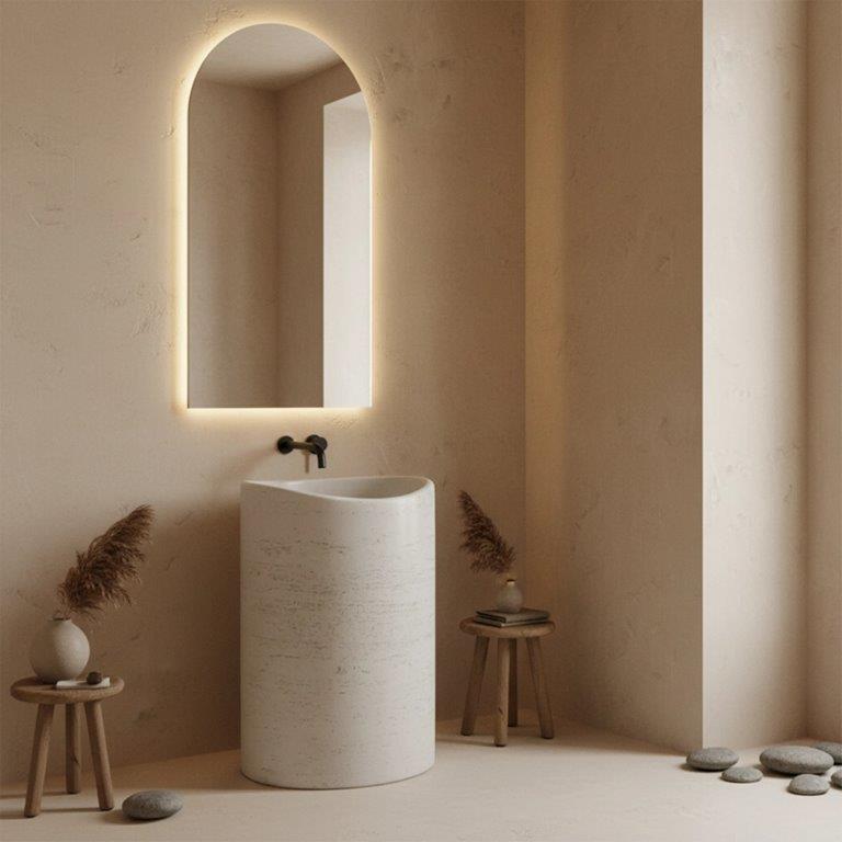 Ανεξάρτητος Επιδαπέδιος Νιπτήρας Rea Merlo Artificial Stone - 55 x 34 x 85.5 cm