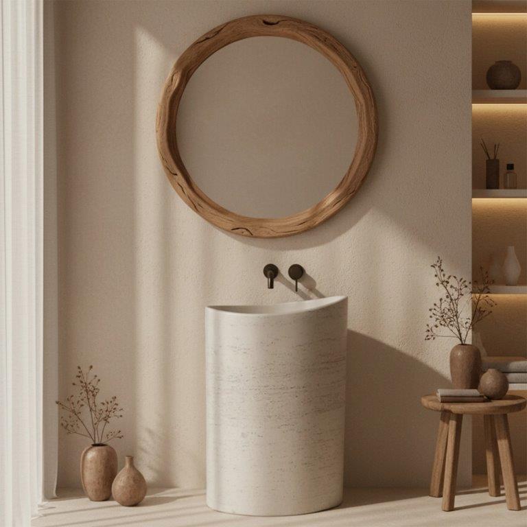 Ανεξάρτητος Επιδαπέδιος Νιπτήρας Rea Merlo Artificial Stone - 55 x 34 x 85.5 cm