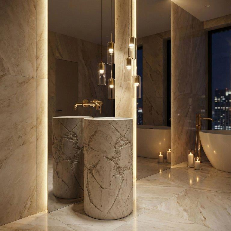 Ανεξάρτητος Επιδαπέδιος Νιπτήρας Rea Revello Artificial Stone - 46 x 85.5 cm